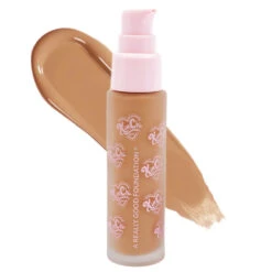 KimChi Chic A Really Good Foundation 28 KimChi Chic A Really Good Foundation -Camera Ready Cosmetics ARGF14 swatch with compnenets 1000x 1