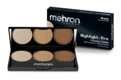 Mehron Highlight-Pro 3 Color Palette 5 Mehron Highlight-Pro 3 Color Palette -Camera Ready Cosmetics HPW Palettes box warm