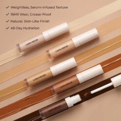 Laura Mercier Real Flawless Weightless Perfecting Concealer -Camera Ready Cosmetics LM SP24 RFC PDP KeyClaims Infographic
