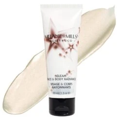 Melanie Mills Hollywood Gleam Face & Body Radiance 1oz. -Camera Ready Cosmetics Melanie Mills Gleam Body Radiance 1 oz tube swatch Opal