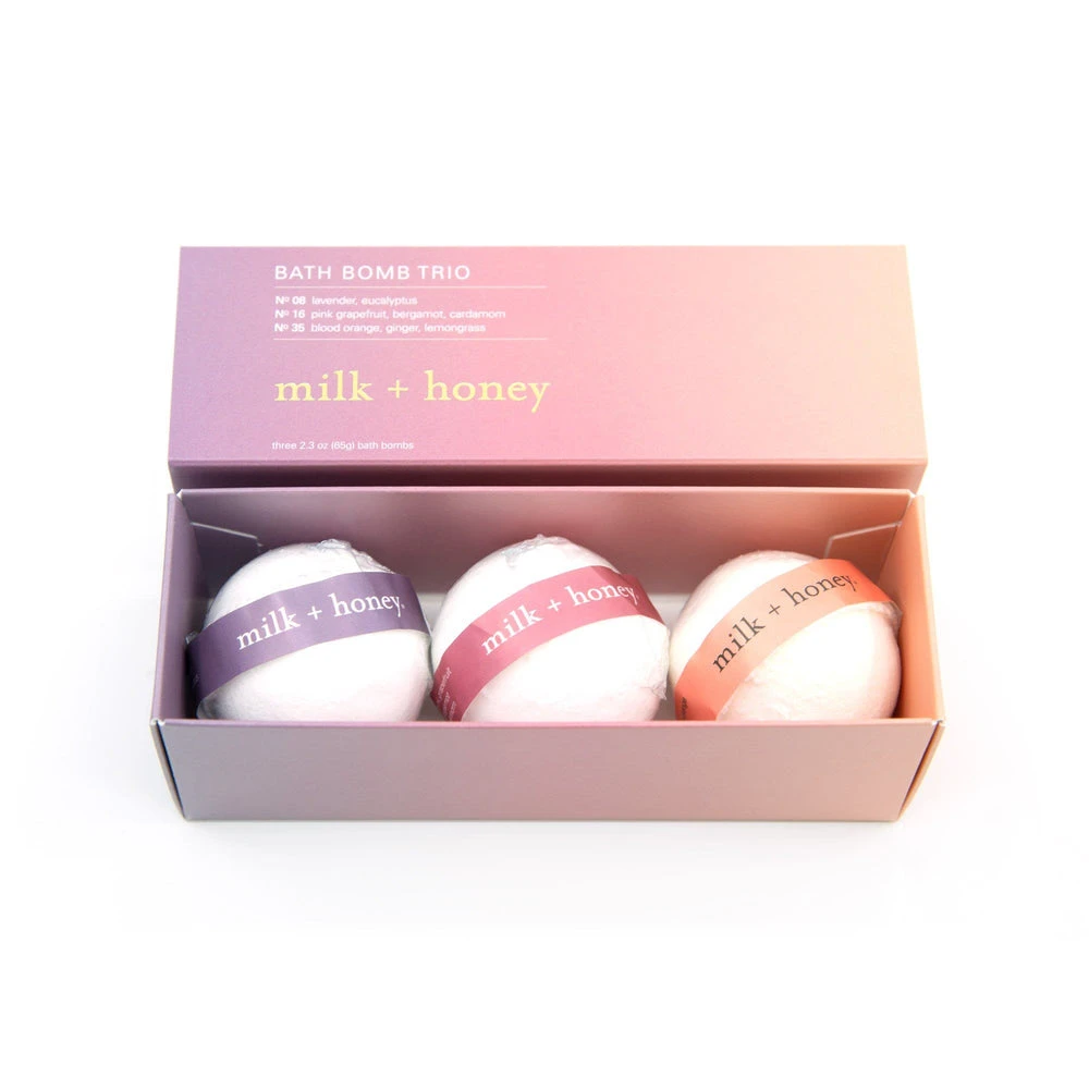 Milk + Honey Bath Bomb Trio 1 Milk + Honey Bath Bomb Trio