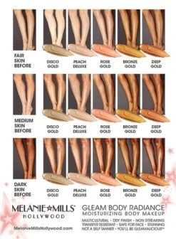Melanie Mills Hollywood Gleam On The Go - Gleam Girl 5 Melanie Mills Hollywood Gleam On The Go - Gleam Girl -Camera Ready Cosmetics leg chart full 8d8d87f7 f79b 4922 a924 29b85fb7a796